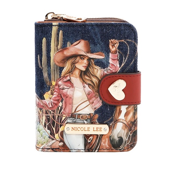 Nicole Lee Denim Wallet with Cowgirl Design - Picture 1 of 5